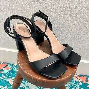 a new day Black Block Heel Ankle Strap Sandals